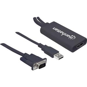 Manhattan 152426 video kabel adapter 1 m USB Type-A + VGA (D-Sub) HDMI Zwart