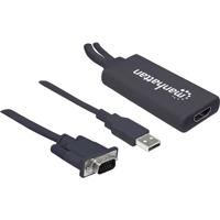 Manhattan 152426 video kabel adapter 1 m USB Type-A + VGA (D-Sub) HDMI Zwart - thumbnail