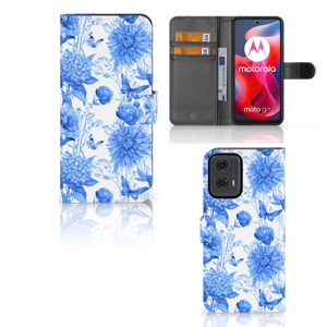 Hoesje voor Motorola Moto G24 | G04 | G24 Power Flowers Blue