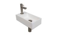 Fonteinset INK Versus 36x18x9 cm Polystone Mat Wit Met Kraangat Links Brushed Nickel