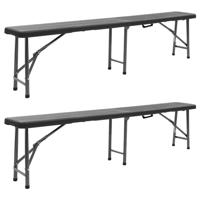 Tuinbanken inklapbaar 2 st 180 cm HDPE zwart
