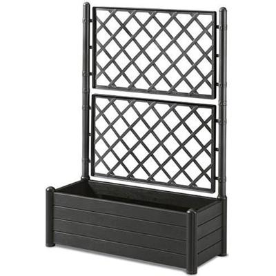 Rechthoekige bloembak met latwerk - Houtafwerking - 100 x 43 x H 142 cm - 80 L - grafiet