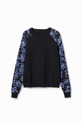 Trui gebloemde mouwen - BLACK - M