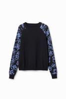 Trui gebloemde mouwen - BLACK - XS