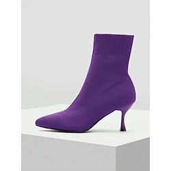 Dames Laarzen Flyknit schoenen Buiten Kantoor Valentijnsdag Booties enkellaarzen Kleine hak Gepuntte Teen Elegant Zakelijk minimalisme Tricot Leegloper Geel Roze Blauw Lightinthebox