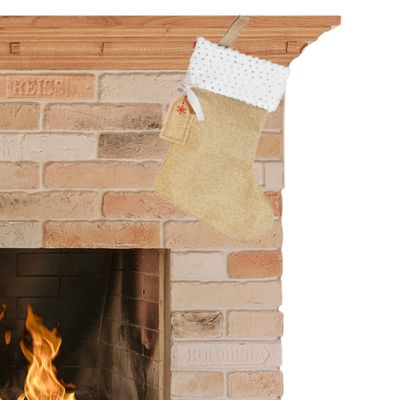 Decoratie kerstsok met witte rand en zilveren pailletten 45 cm