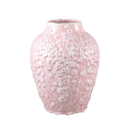Avis Roze keramische pot rond gevormde schalen hoog L
