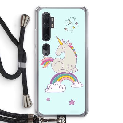 Regenboog eenhoorn: Xiaomi Mi Note 10 Transparant Hoesje met koord
