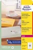 Avery transparante etiketten QuickPEEL ft 99,1 x 42,3 mm (b x h), 300 stuks, 12 per blad - thumbnail