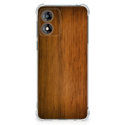 Motorola Moto E13 Stevig Telefoonhoesje Donker Hout