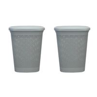 2x stuks grijze kunststof wasmand 60 liter 37 x 46 x 60 cm