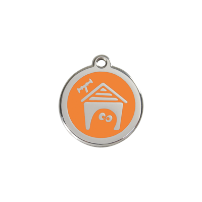 Dog House Orange roestvrijstalen hondenpenning small/klein dia. 2 cm - Reddingo