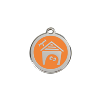 Dog House Orange roestvrijstalen hondenpenning small/klein dia. 2 cm - Reddingo