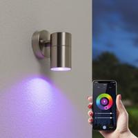 Mason - Smart LED Wandlamp - IP44 waterdicht - 5,5 Watt 345 Lumen - Wifi + Bluetooth - RGBWW - GU10 - Google Home, Amazon Alexa en Siri - Downlight - RVS