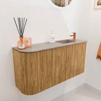 Toiletmeubel Mondiaz Joya Dlux | 81.6 cm | Meubelkleur Oak | Faye wastafel Saba Wasbak Rechts | 1 kraangat