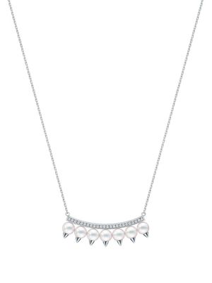 TASAKI collier Collection Line Danger Plus en or blanc 18ct pavé de diamants - Argent