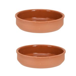 2x Tapas voedsel serveer schaaltjes 450 ml terracotta 16 x 4 cm