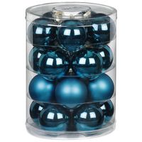 20x stuks glazen kerstballen diep blauw 6 cm glans en mat - Kerstbal - thumbnail