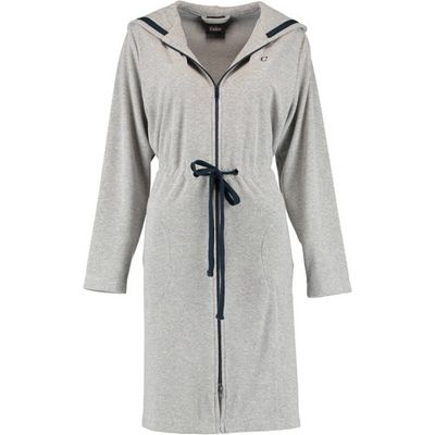Cawö Cawö Dames Badjas met Capuchon, band en rits 821 - Grau-blau XL
