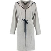 Cawö Cawö Dames Badjas met Capuchon, band en rits 821 - Grau-blau XL