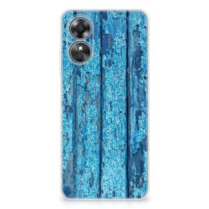 OPPO A17 Bumper Hoesje Wood Blue