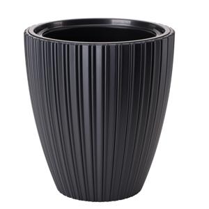 Form Plastic Plantenpot/bloempot Mika - kunststof - zwart - D30 x H32 cm - met binnenpot