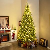 270° Hoek 240 cm Kunstkerstboom Voorverlichte Scharnierende Kerstboom 1137 Takken 360 Warm Witte LED-Lampjes Kerstdecoratie