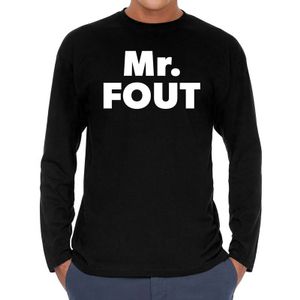 Long sleeve t-shirt zwart met Mr. Fout bedrukking voor heren 2XL  -