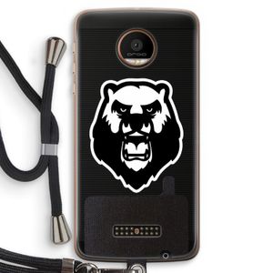 Angry Bear (white): Motorola Moto Z Force Transparant Hoesje met koord