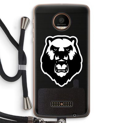 Angry Bear (white): Motorola Moto Z Force Transparant Hoesje met koord