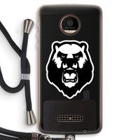 Angry Bear (white): Motorola Moto Z Force Transparant Hoesje met koord
