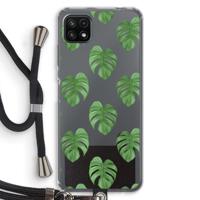 Monstera leaves: Samsung Galaxy A22 5G Transparant Hoesje met koord - thumbnail