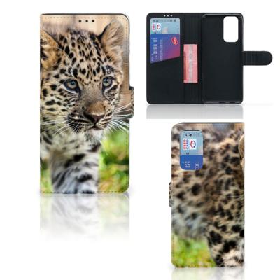 OnePlus 9 Pro | Telefoonhoesje | Met pasjeshouder | Baby Luipaard