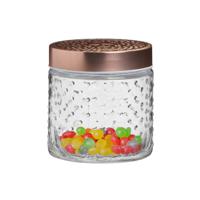 Voorraadpot/bewaarpot Blair - 500 ml - glas - koperen deksel - D11 x H13 cm