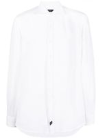 Fay chemise en lin à patch logo - Blanc