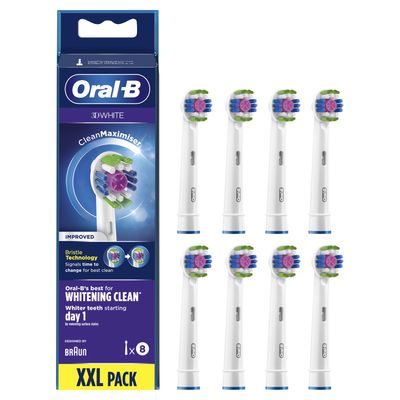 Oral-B 3D White Opzetborstel Met CleanMaximiser-technologie, Verpakking Van 8Stuks