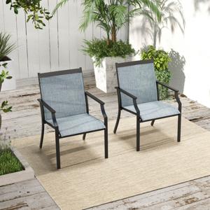 2-Delige Terrasstoelen Buitenstoelen met Ademende Zitting Ergonomische Rugleuning en Armleuningen Stoelen met Hoge Rugleuning