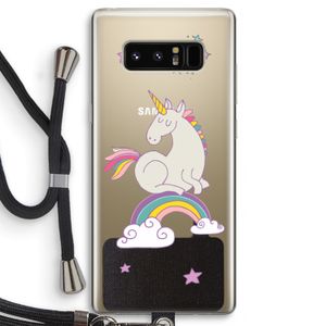 Regenboog eenhoorn: Samsung Galaxy Note 8 Transparant Hoesje met koord
