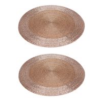 2x stuks placemats/onderleggers champagne rond D35 cm - thumbnail