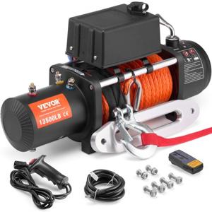 VEVOR lier elektrisch 12V 6123kg elektrische lier motorlier synthetisch touw