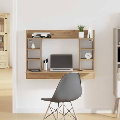 Aan de muur bevestigd bureau met plank artisanaal eikenkleurig