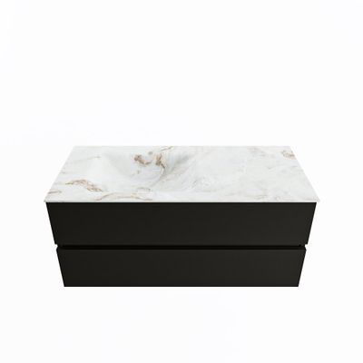 MONDIAZ VICA-DLUX 110cm badmeubel onderkast Urban 2 lades. Inbouw wastafel CLOUD links 1 kraangat, kleur Frappe.