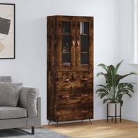 Hoge kast 69,5x34x180 cm bewerkt hout gerookt eikenkleurig