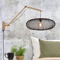 GOOD&MOJO Wandlamp 'Cango' Large, Bamboe, kleur Naturel/Zwart GOOD&MOJO Wandlamp 'Cango' Large, Bamboe, kleur Naturel/Zwart