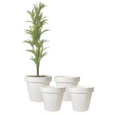 Pro Garden Bloempot - 4x - wit - rond - D40 cm - kunststof - plantenpot - tuin buiten