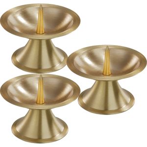 3x Luxe metalen kaarsenhouders goud voor stompkaarsen van 5-6 cm