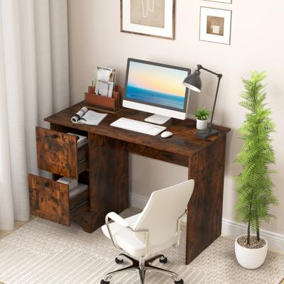 Bureau met 2 Laden Kleine Computertafel Kinderbureau Moderne Bureautafel PV-Tafel voor Slaapkamer Werkkamer Kantoor 109 x 50 x 75 cm