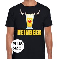 Grote maten foute Kerst t-shirt Reinbeer zwart voor heren - thumbnail