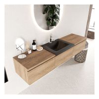 Mondiaz Bukla 180cm badmeubel met module 60 kleur washed oak 3 lades met wastafel midden 1 kraangat kleur urban