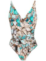 Lygia & Nanny maillot de bain Maisa à imprimé marbré - Bleu